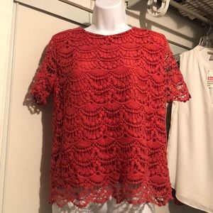 Burnt orange lace detail top